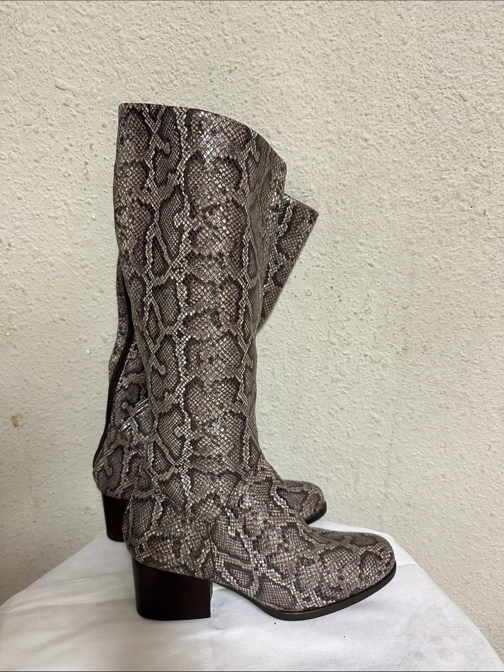 Born Snake-Print Over-the-Knee Boots - Gray